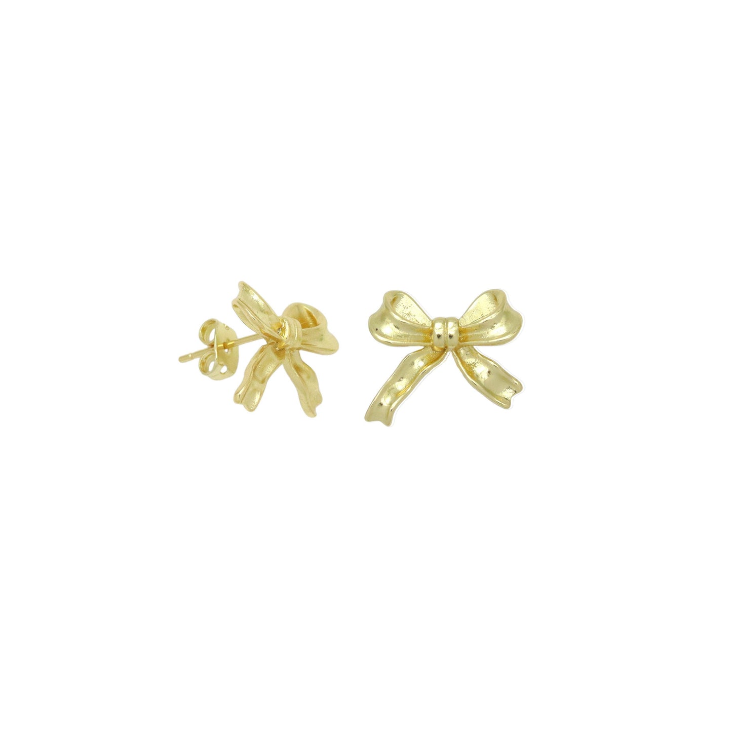Plain Gold Bowknot Stud Earrings, Sku#LK965