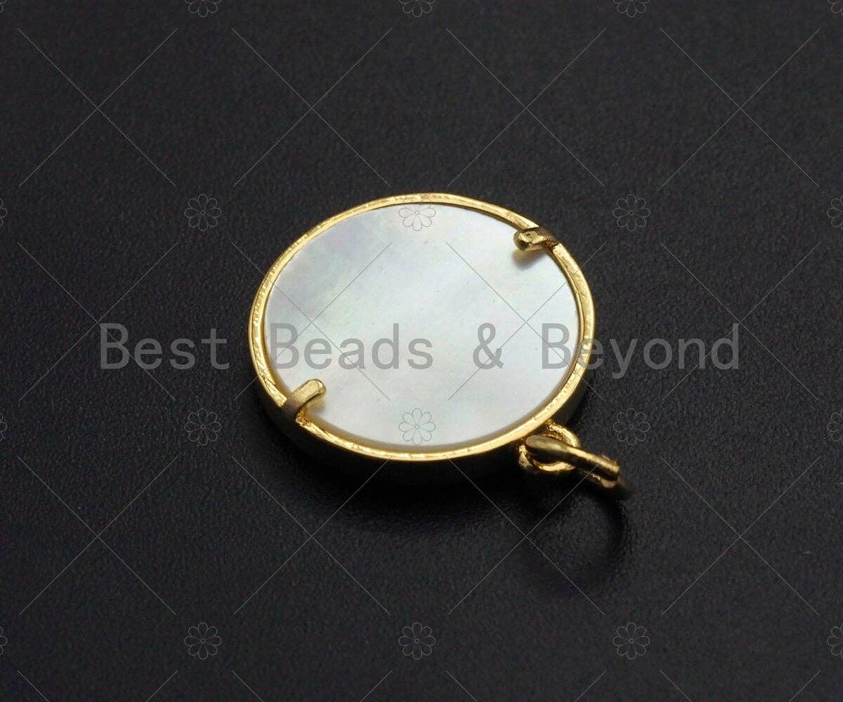 18K Gold CZ Micro Pave Twinkle Little Stars Inlay Mother-of-pearl Pendant Charm, Cubic Zirconia Charm, 16mm, sku#Z1132