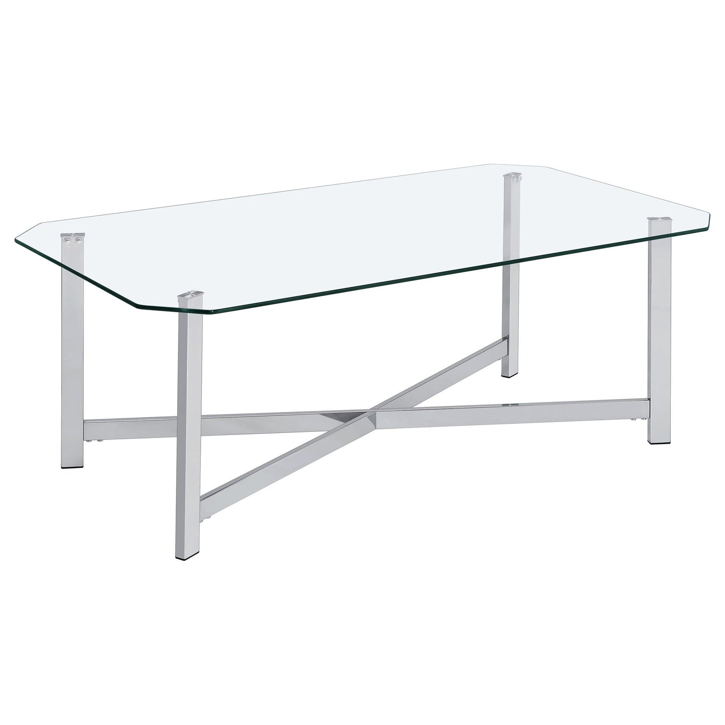 Cronin 3-piece Tempered Glass Top Coffee Table Set Chrome