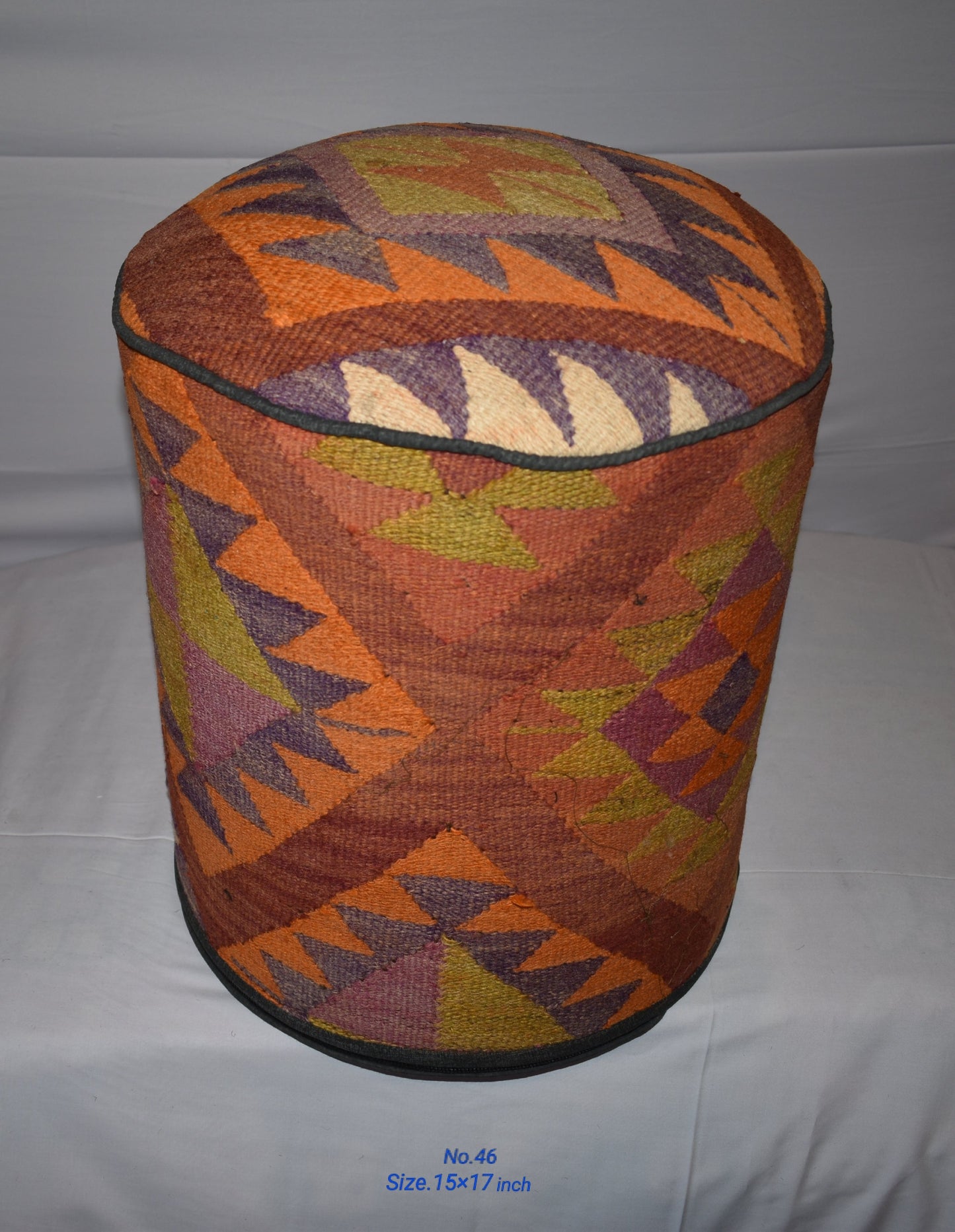 One of a Kind Kilim Rug Pouf Ottoman foot stool - #46