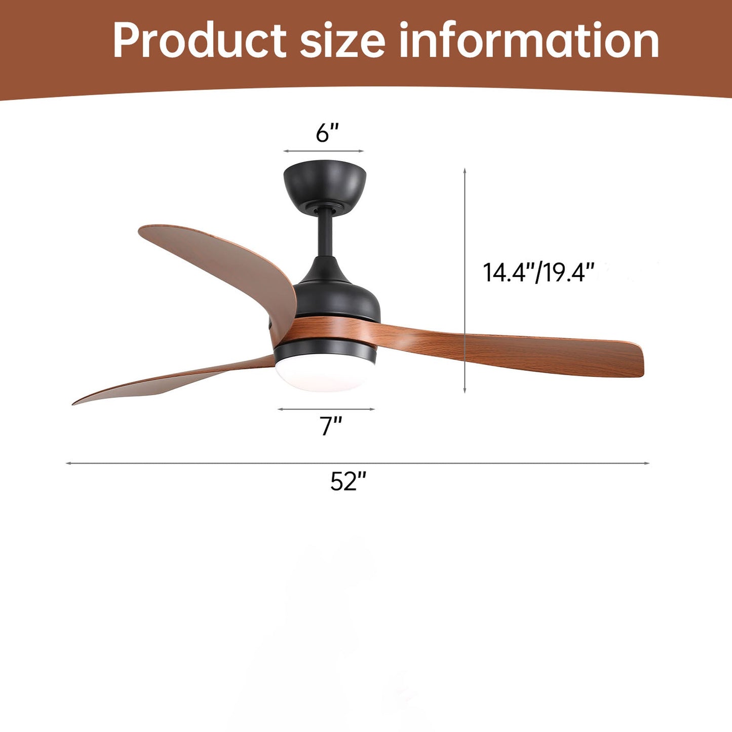 52-Inch Ceiling Fan With Reversible DC Motor and LED Light