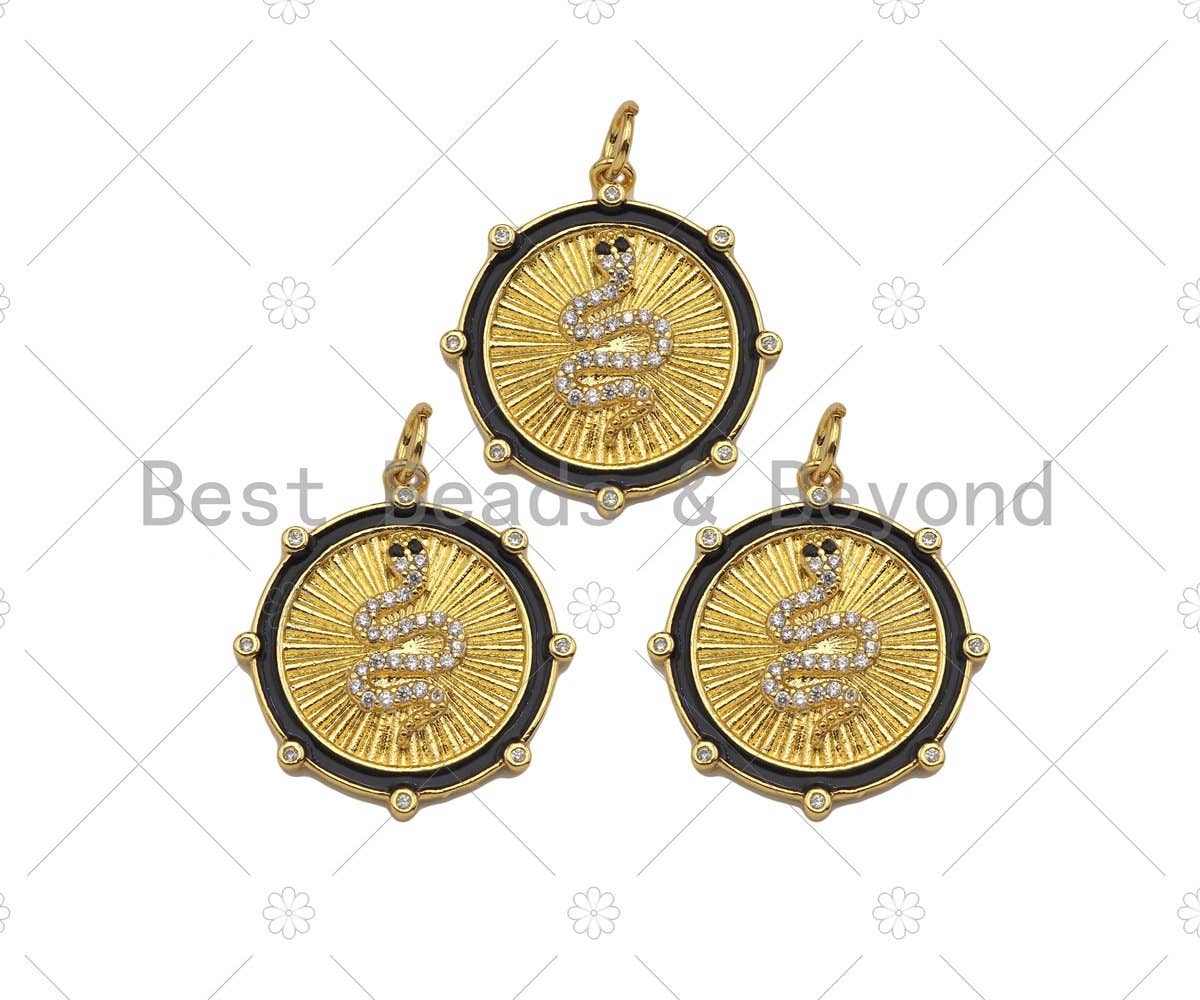 CZ Micro Pave Snake Snake Medaltion charm, Sku#Z1347