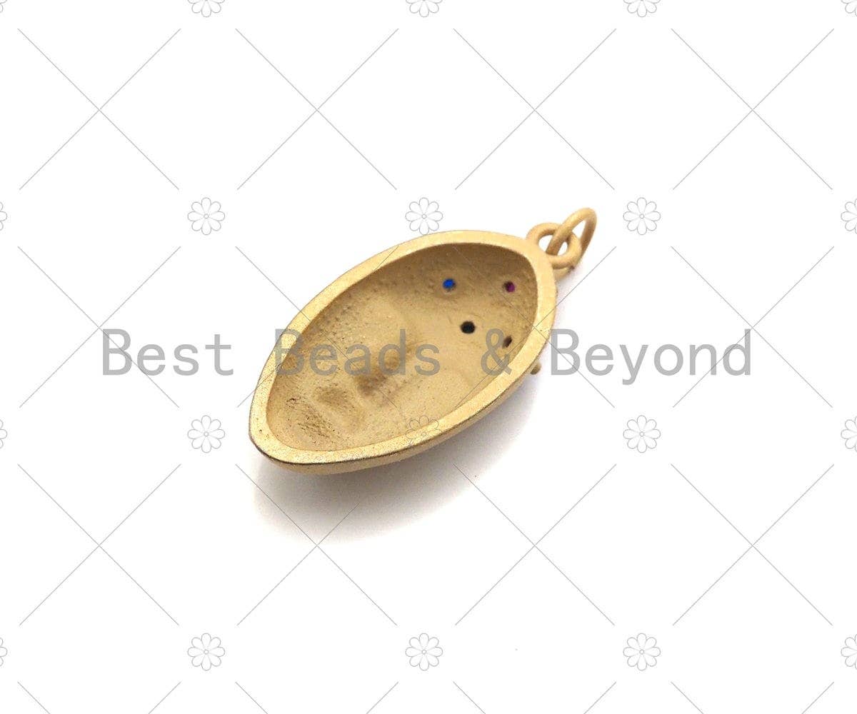 Colorful CZ Micro Pave Oval Face Mask Shape Pendant,18K Dainty/Matt Gold Charm, Necklace Bracelet Charm Pendant,12x24mm,Sku#Z1312