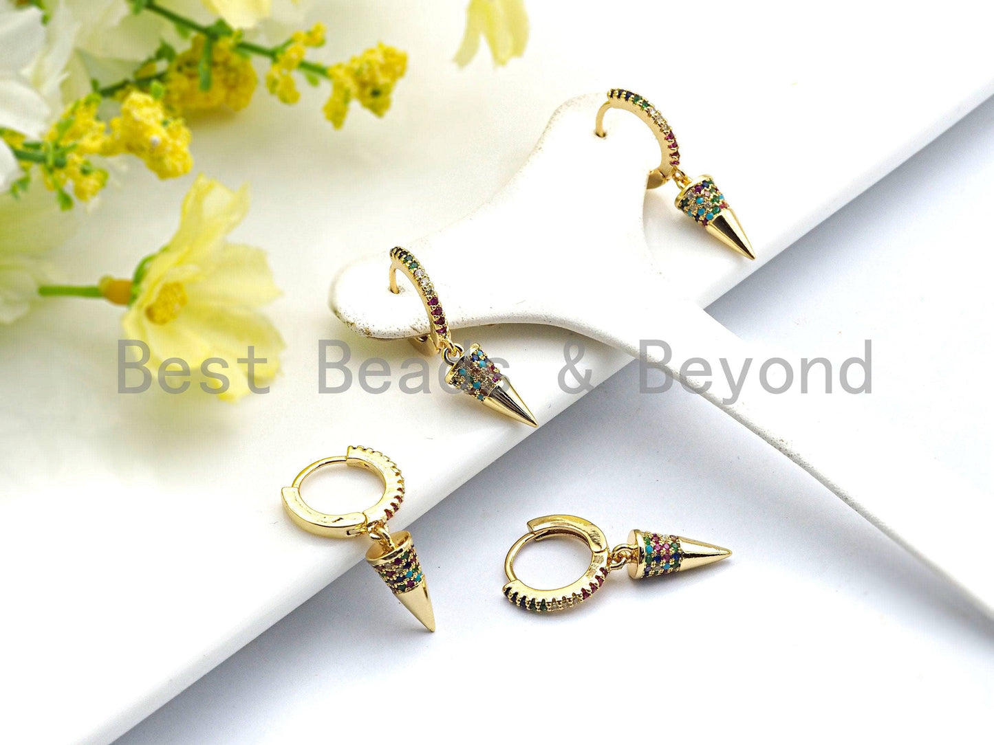 CZ Spike Dangle Earrings, Sku#J67
