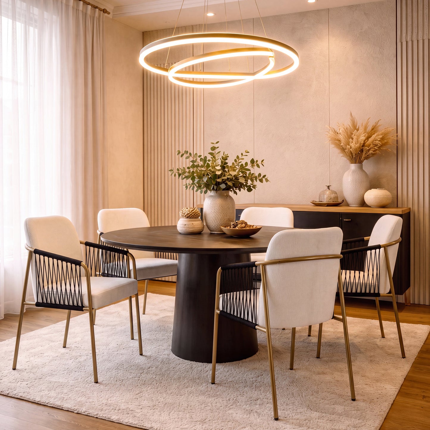 Modern Glam Upholstered Dining Chairs (Set of 2)