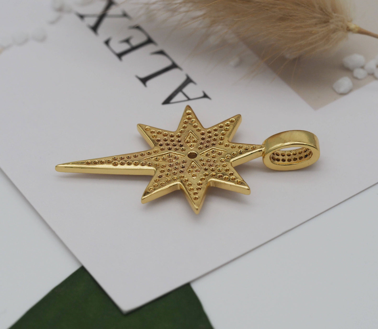 CZ North Star Charm, Sku#LK622