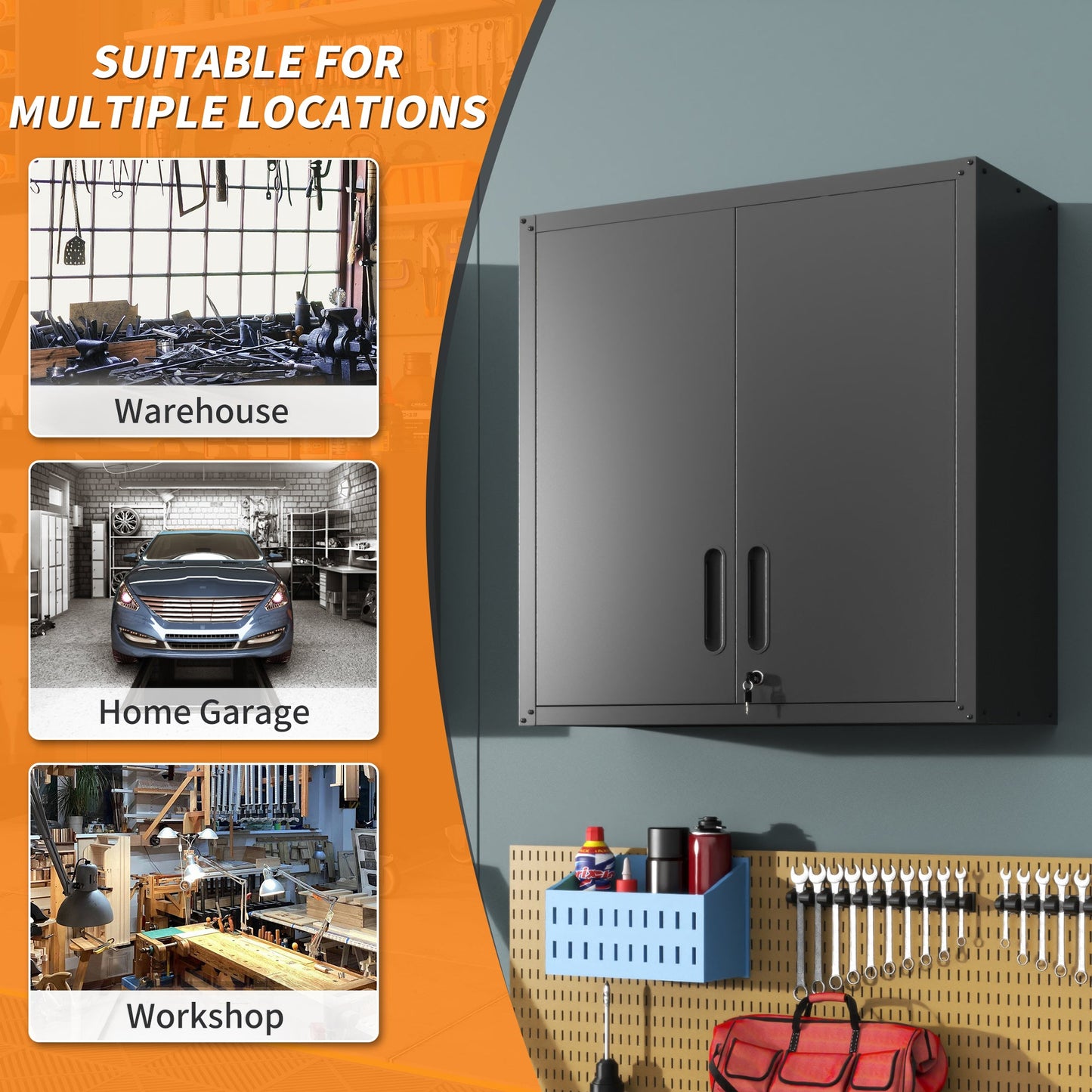 Metal Wall-Mounted Tool Storage Cabinet