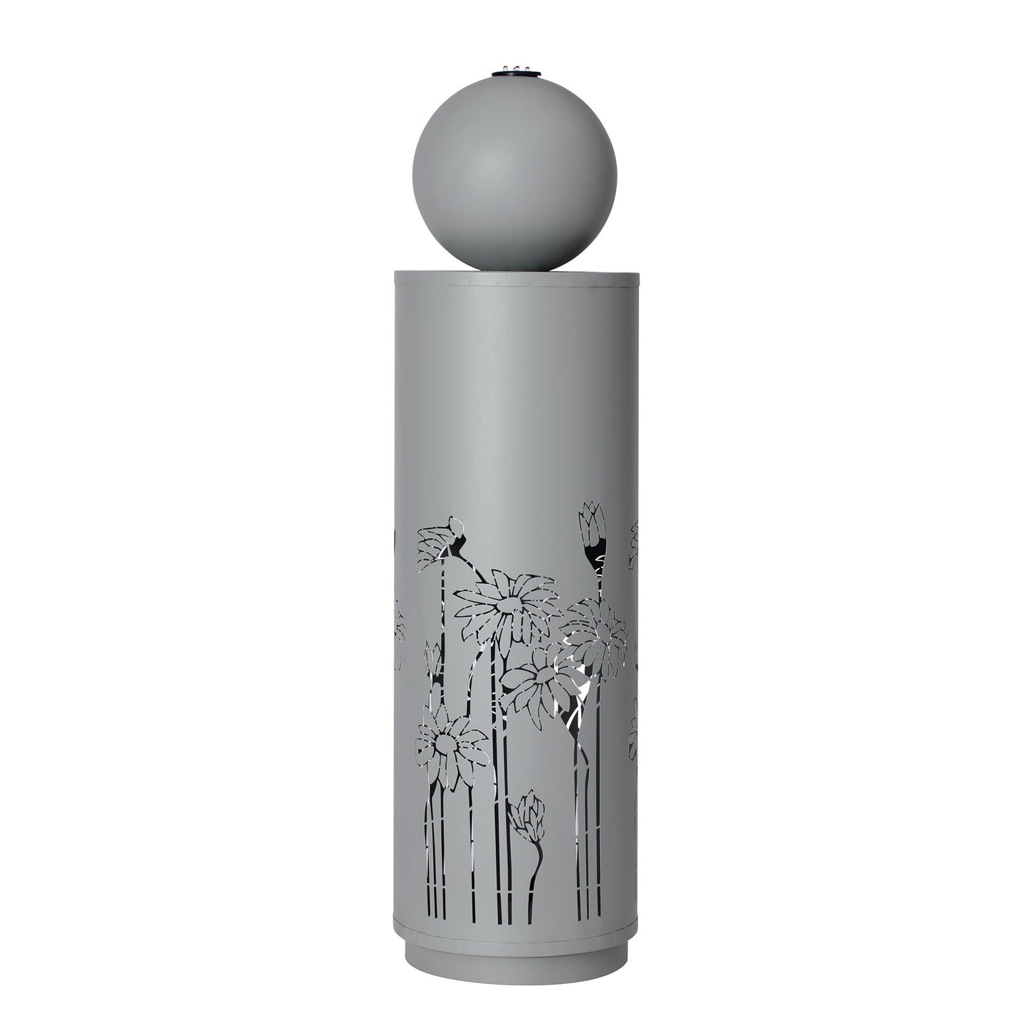 34.25"H Light Gray Metal Sphere-Top Fountain with LED Lights