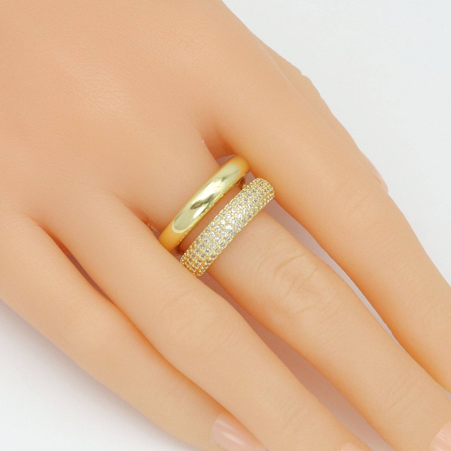 CZ Doule Line Dome Adjustable Ring, Sku#LK1068