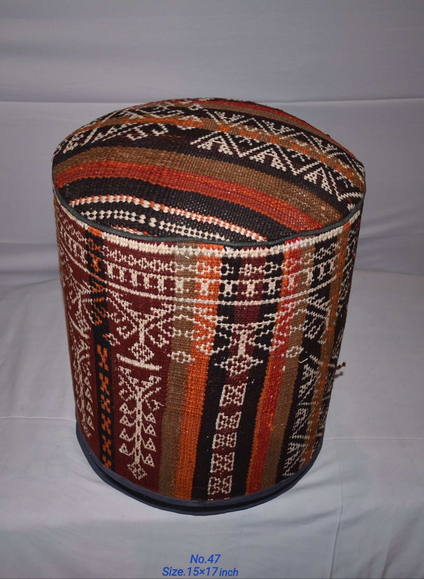One of a Kind Kilim Rug Pouf Ottoman foot stool - #47