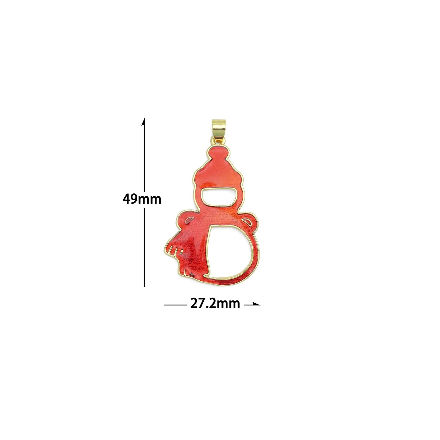 Red Enamel Christmas Snowman Charm Pendant,Sku#LK1211