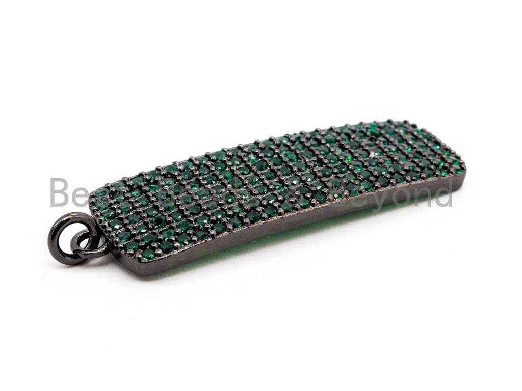 CZ Micro Pave Rectangle Pendant/Charm, Cubic Zirconia Blue Fuchsia Black Green Rectangle Pave Pendant,12x40mm, sku#F477