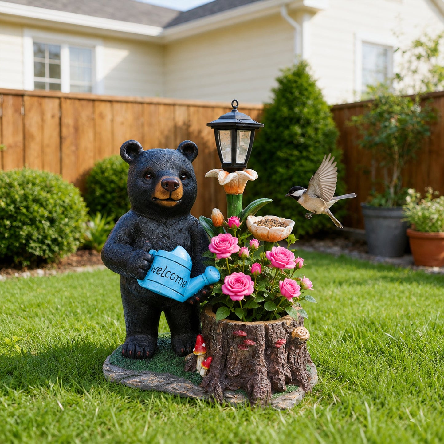 Standing Bear Figure with Planter