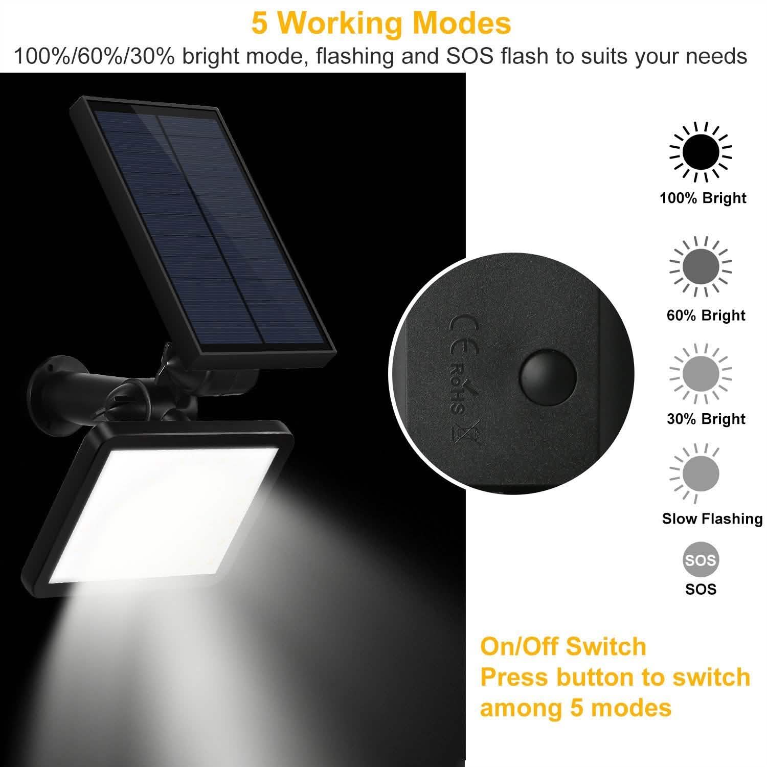 Projecteur solaire extérieur 48 LED