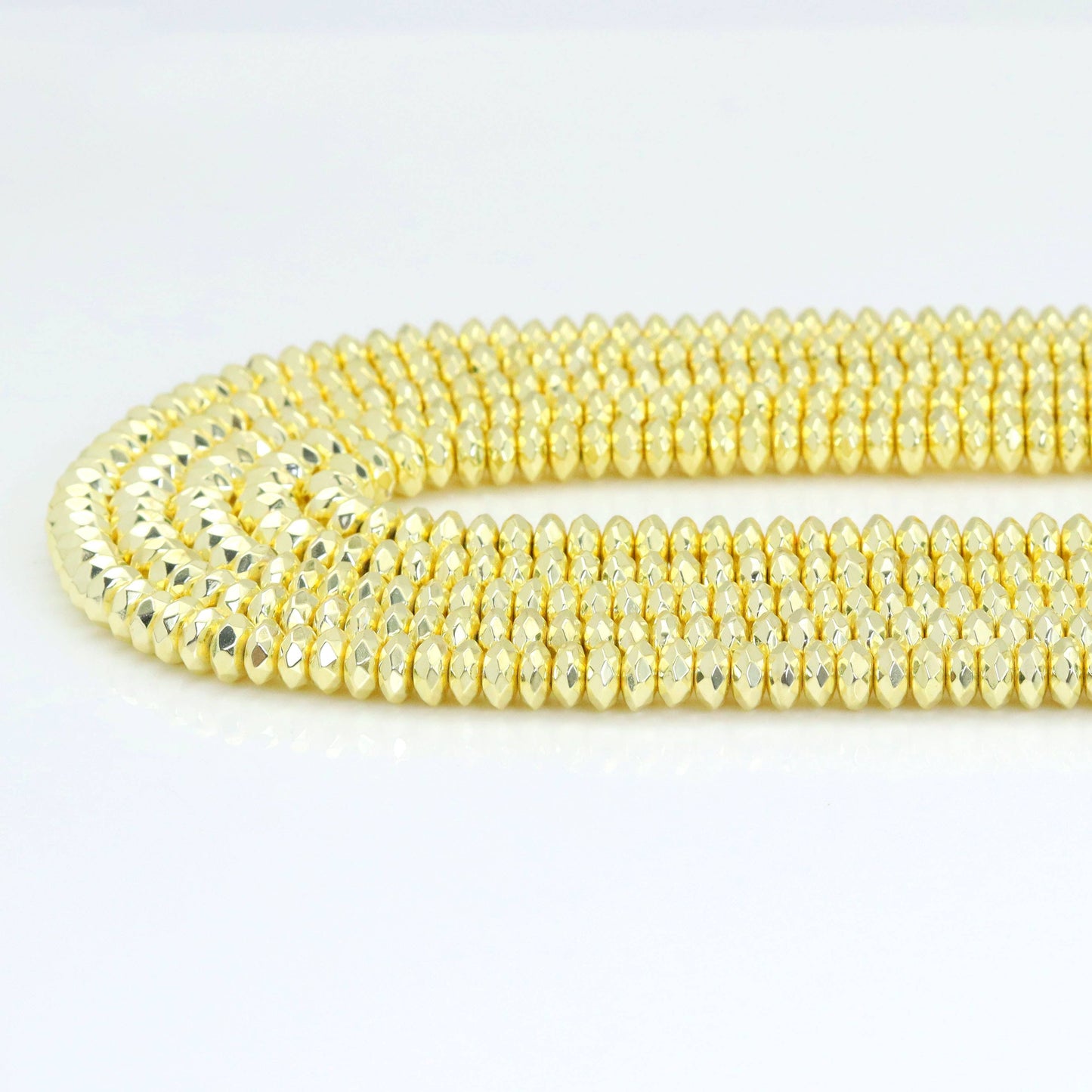 Gold Rondelle Hematite Beads, Bright Gold Hematite Rondelle Spacer Beads, Sku#S34