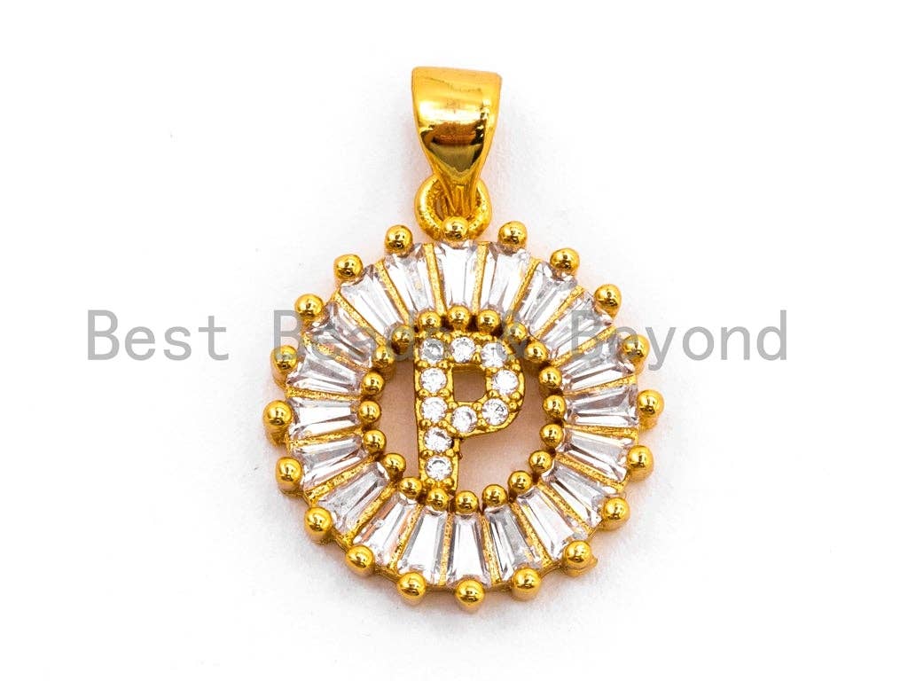 CZ Micro Pave Initial Letter P/Letter Q Charm, 16x18mm,sku#Z234