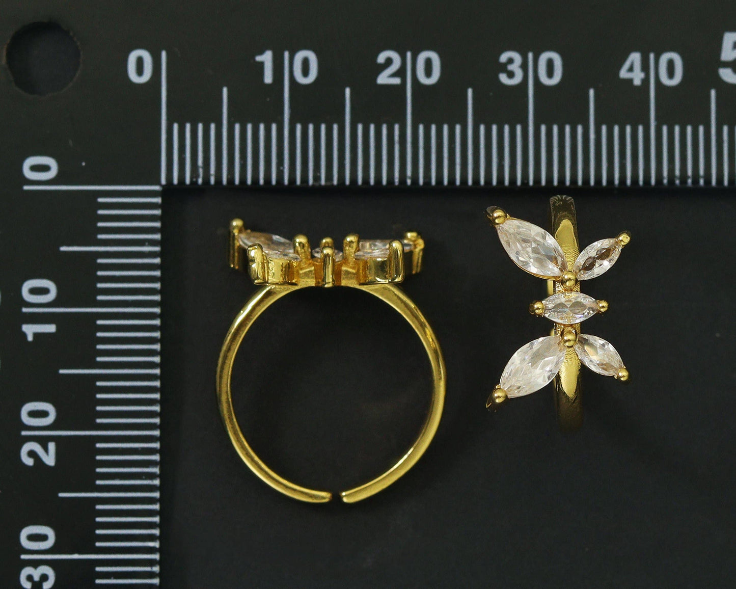 CZ Butterfly Adjustable Ring, Sku#JL99