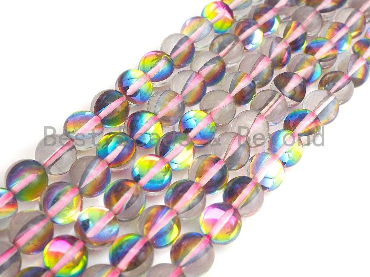 Aura Pinkish Rainbow Spectrolite Quartz, 8mm/10mm Round beads, sku#U599C