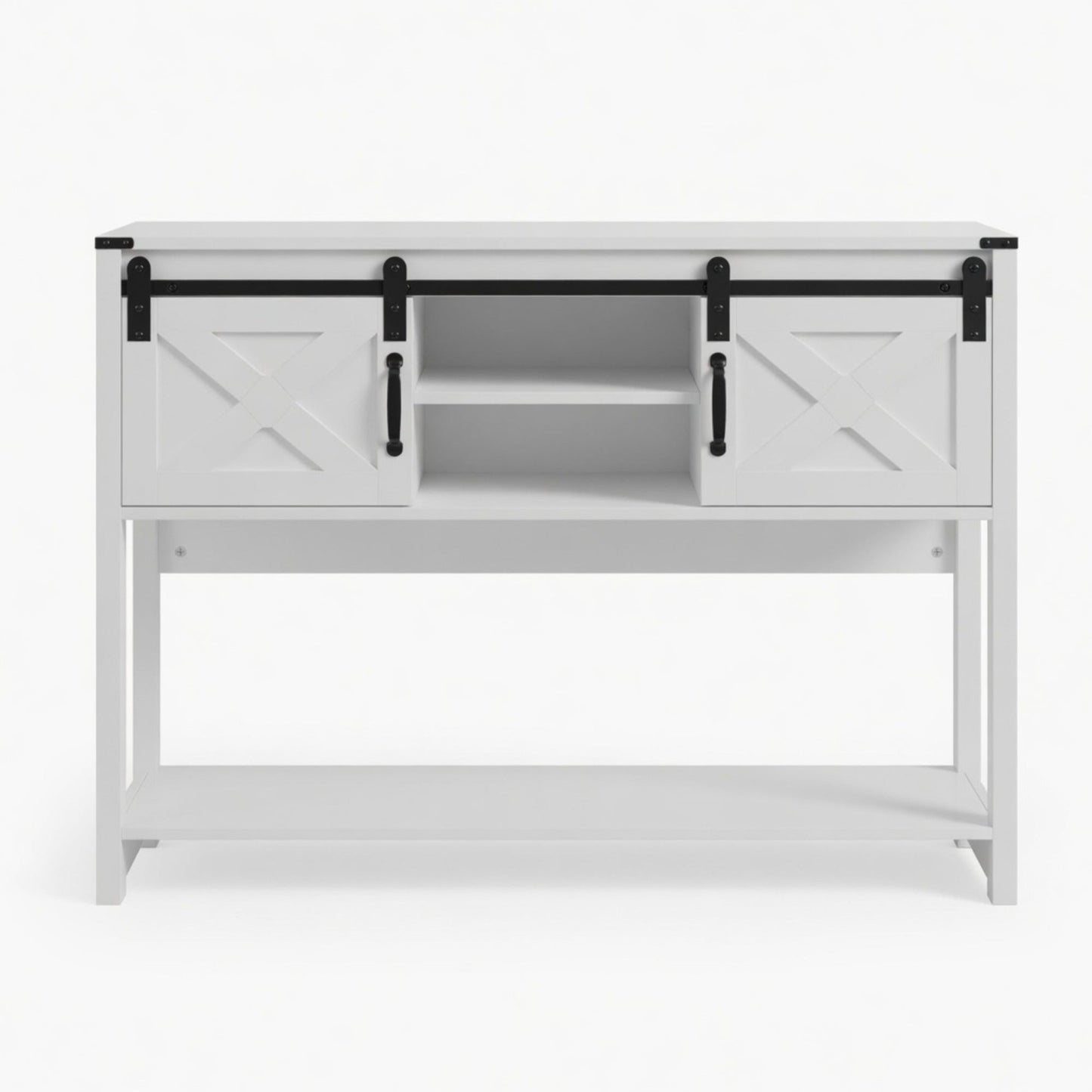 46" Modern Farmhouse Entryway Table with Storage & Sliding Barn Door