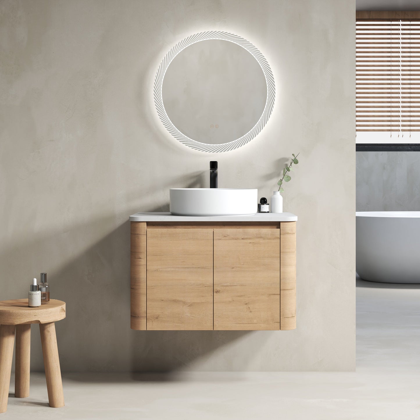 30'' Wall-Mounted Bathroom Vanity With Ceramic Art Sink