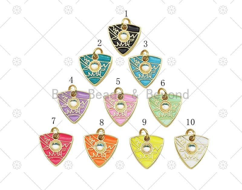 Enamel Triangle Shape Charm, Sku#F1450C