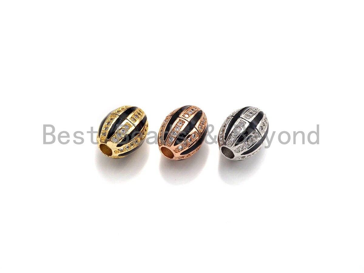 CZ Pave Oval Cage line beads, Oval Cubic Zirconia Spacer Beads, Men's Jewelry Findings,10x13mm, sku#Z931