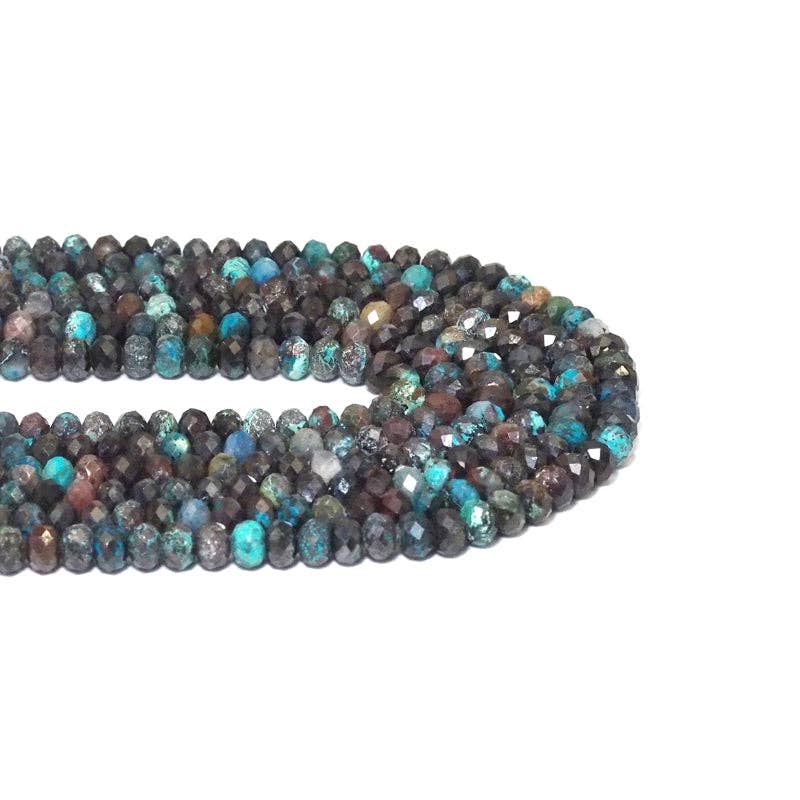 Genuine Blue Brown Turquoise Rondelle Faceted Beads, 4x6mm, Sku#U1513