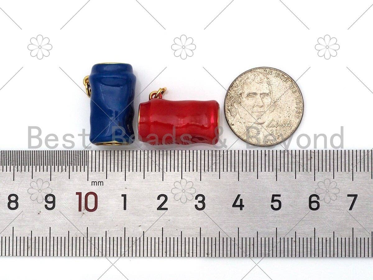 Red/Cobalt Enamel  Soda Can Pendant,18k Gold Filled Coffee Cup Charm,Enamel Pendant,Enamel Jewelry,15x21mm,Sku#LK397