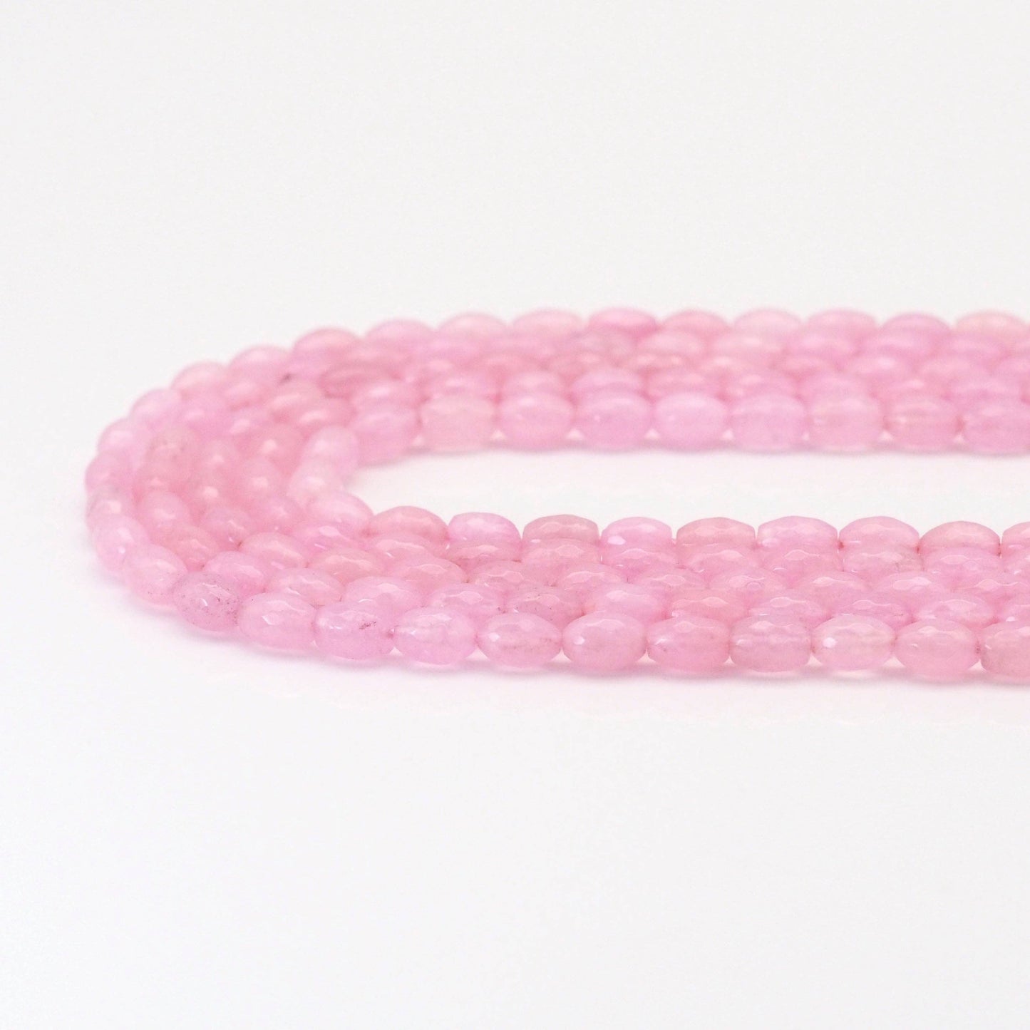 Rice Shape Faceted Pink Jade Beads, Sku#U1716