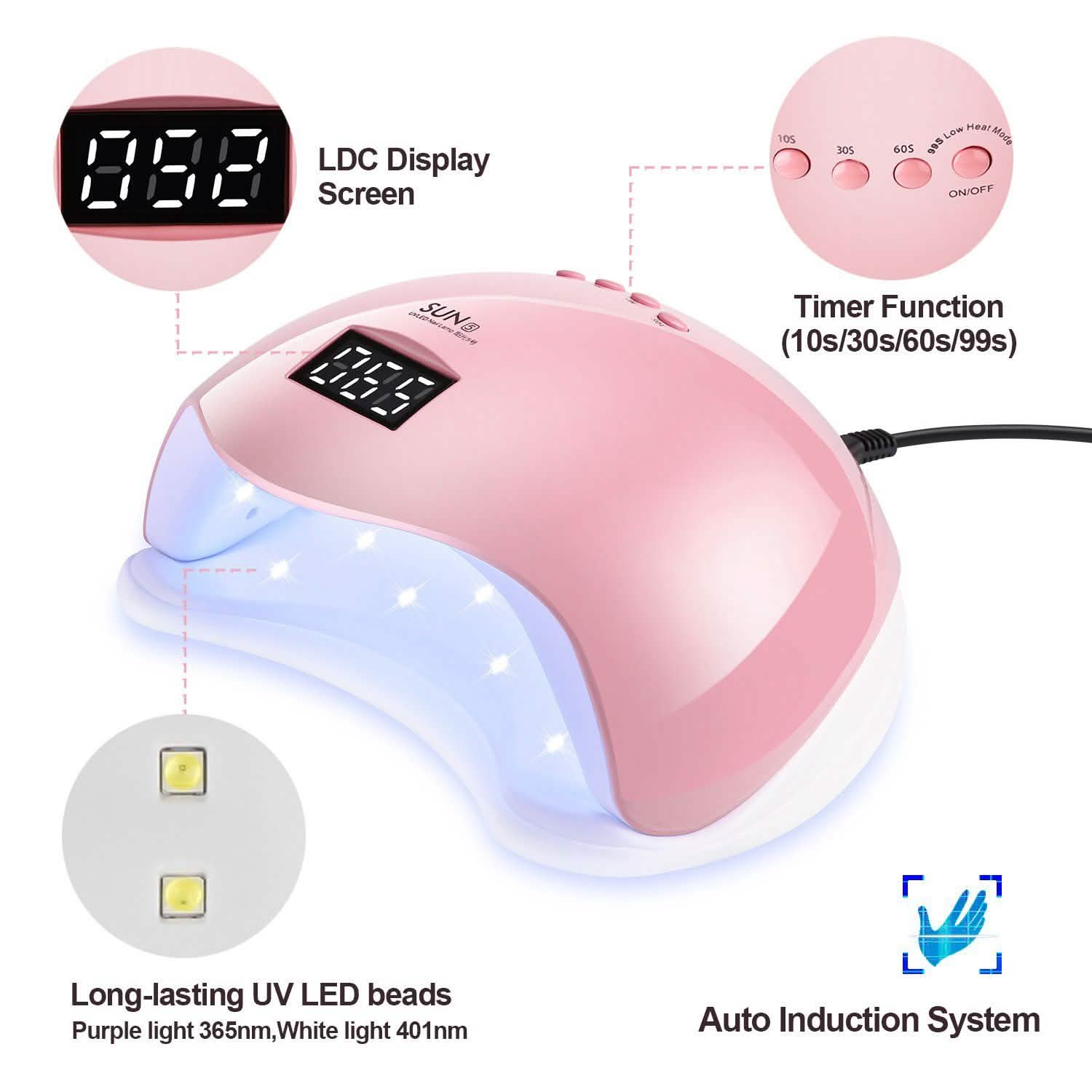 48W UV LED Gel Nail Lamp with 4 Timer