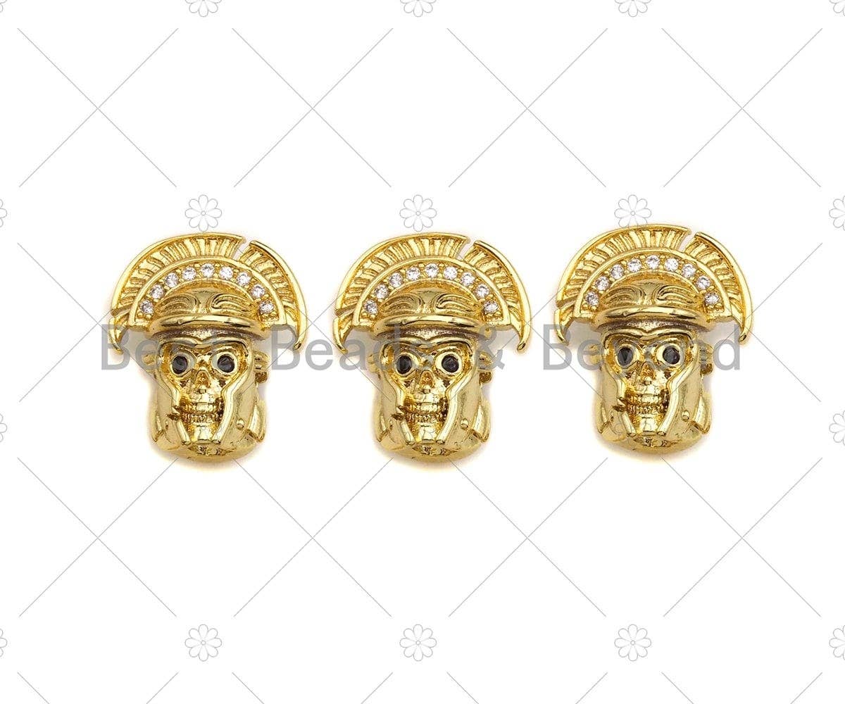 CZ Micro Pave Indian Head Spacer Beads, Cubic Zirconia American Inidan Head Beads, 10x13x14mm,sku#LK92