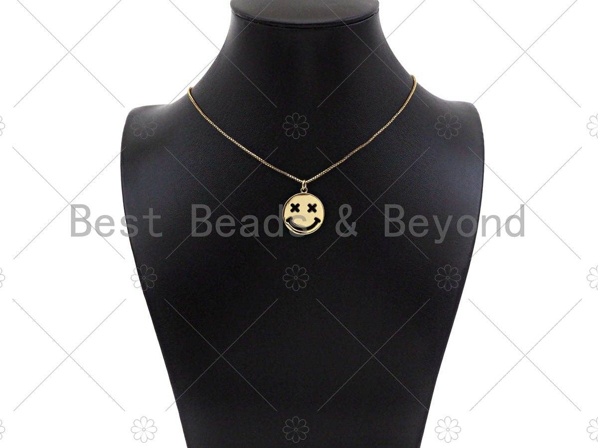 18K Hollow Out Smiley Face Pendant/Charm,Gold Silver Medallion Charm, Necklace Bracelet Charm Pendant,19x22mm, Sku#LK248