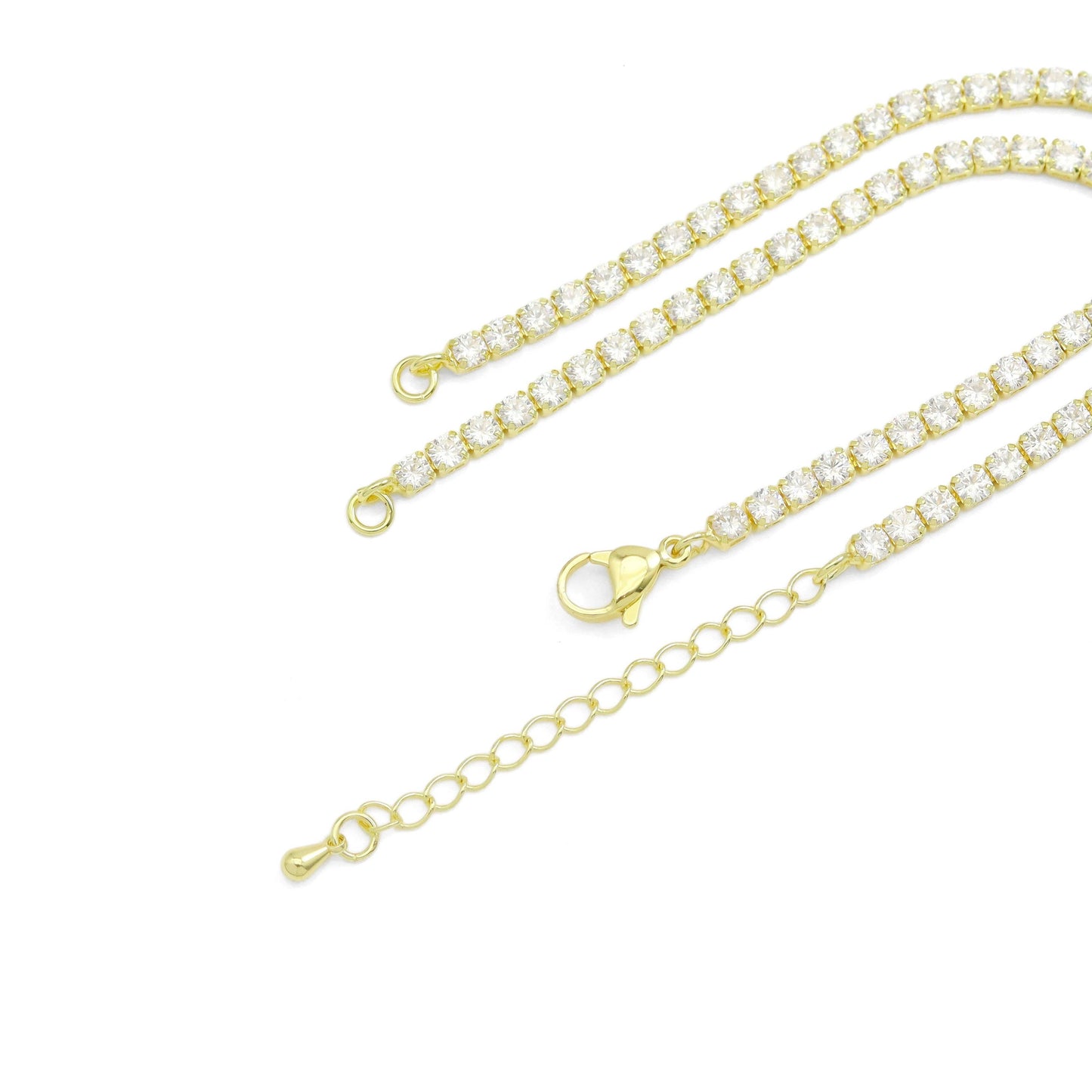 Gold Tennis Chain Connector Style Necklace, Sku#JL192