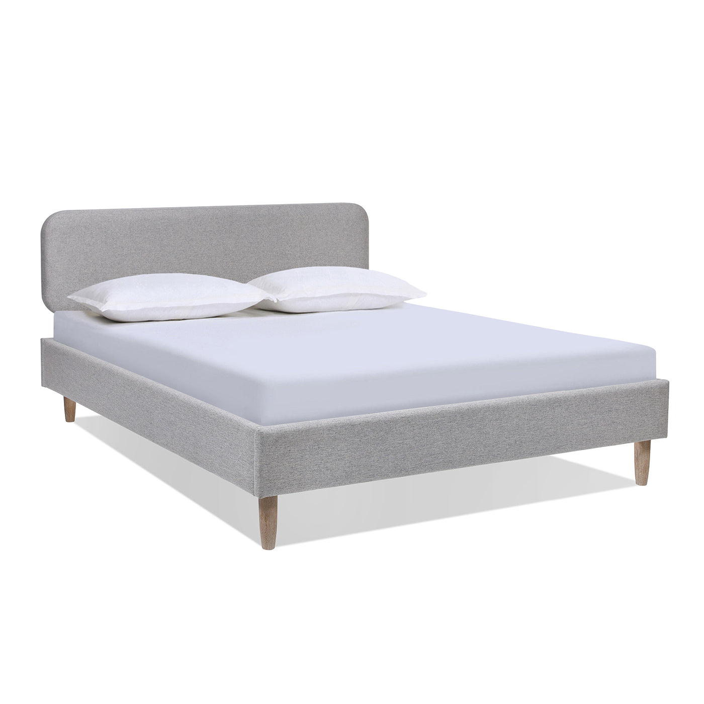 Diego Low Upholstered Platform Bed, Queen, Light