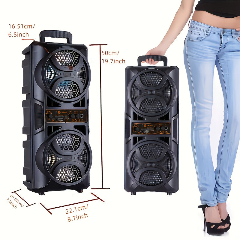 Enceinte Bluetooth portable avec basses subwoofer, double haut-parleur de graves LED 6,5" et microphone