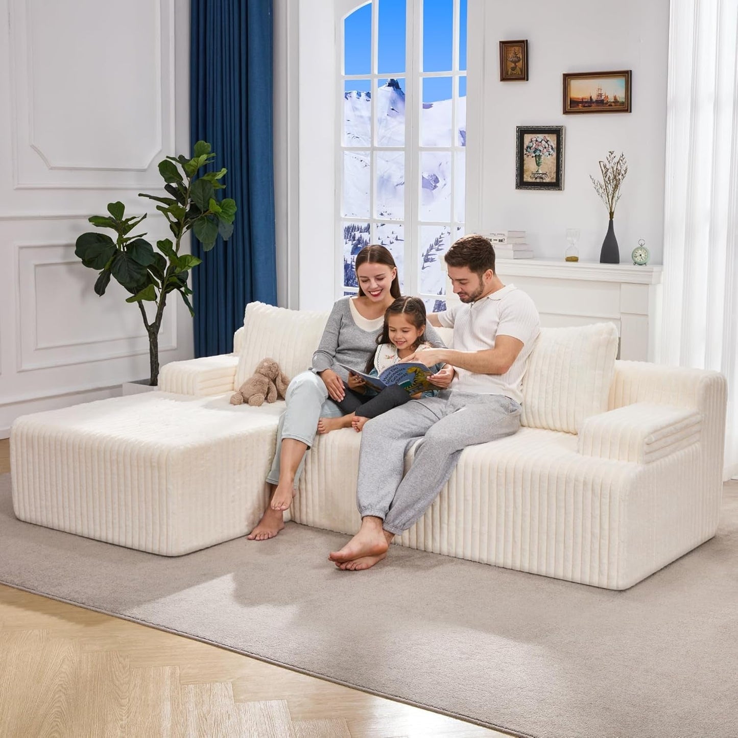 Modular L Shape Sofa 96Inch Oversized Chaise Memory Foam
