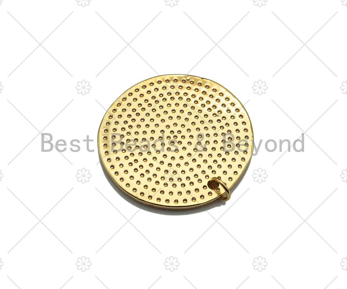 18k Dainty Gold Bird On Round Coin Shape Charms, Dainty Charms, Gold Pendant, Round Coin Necklace Charms, 29x19mm, Sku#LK185