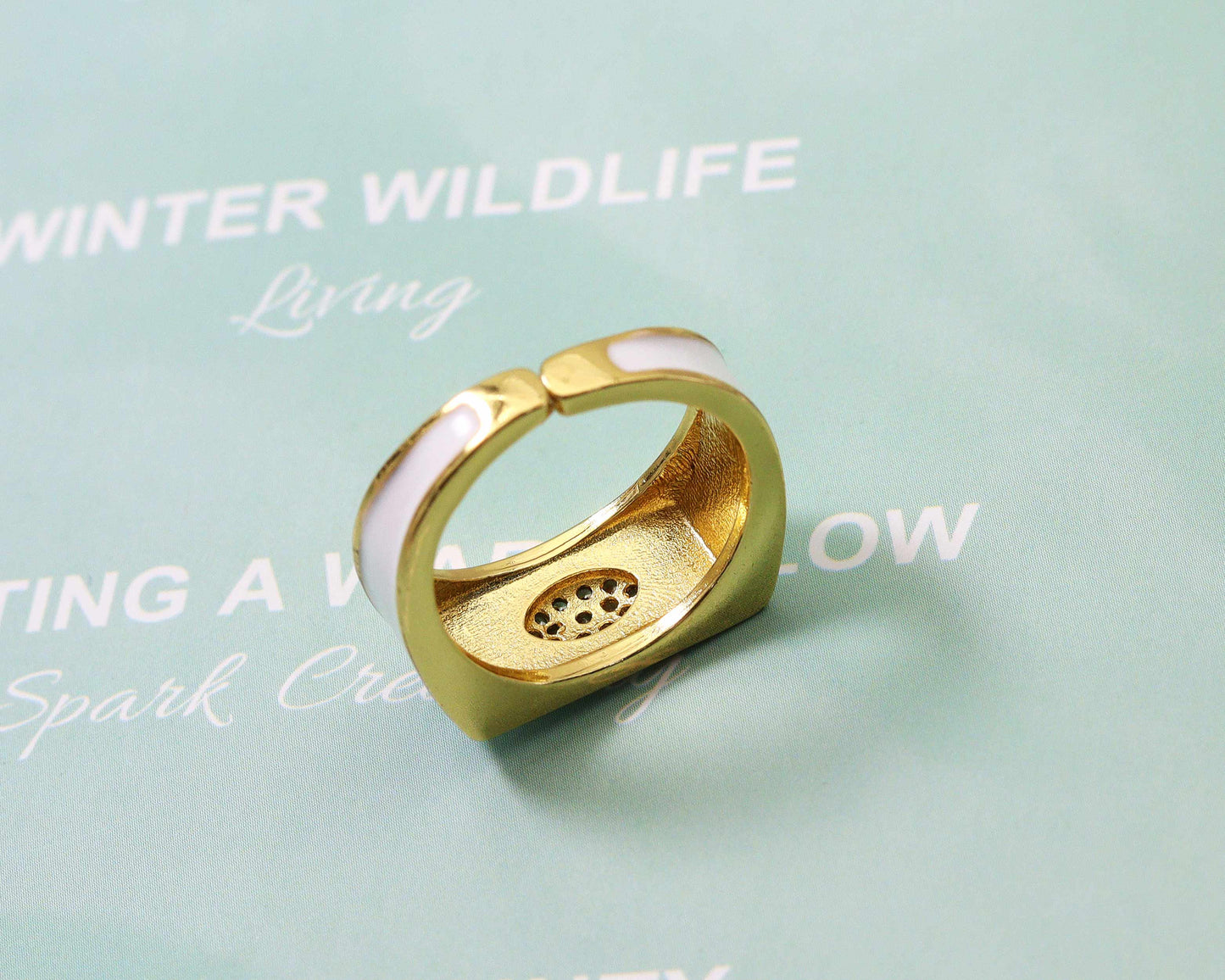 CZ Enamel Evil Eye Band Ring, Sku#JL101
