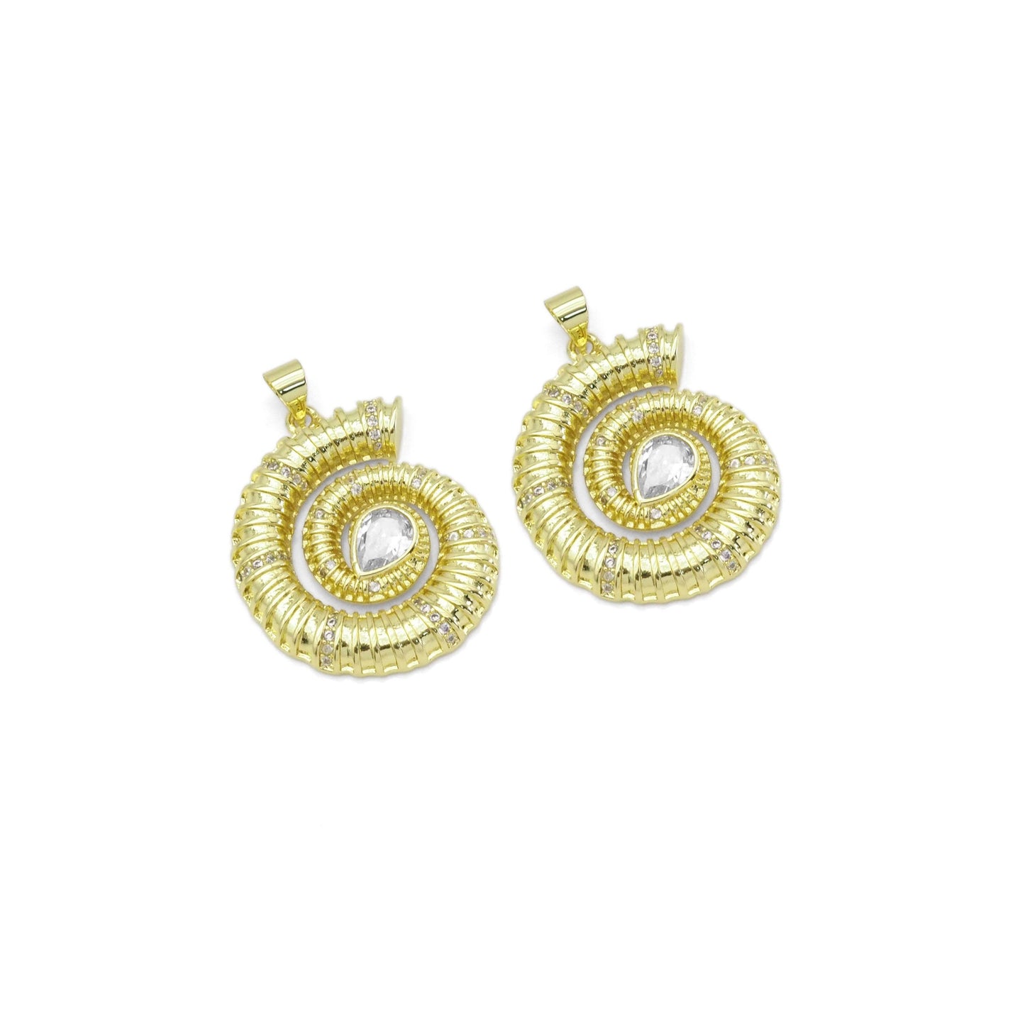 Gold Teardrop CZ Snail Charm, Sku#LX421