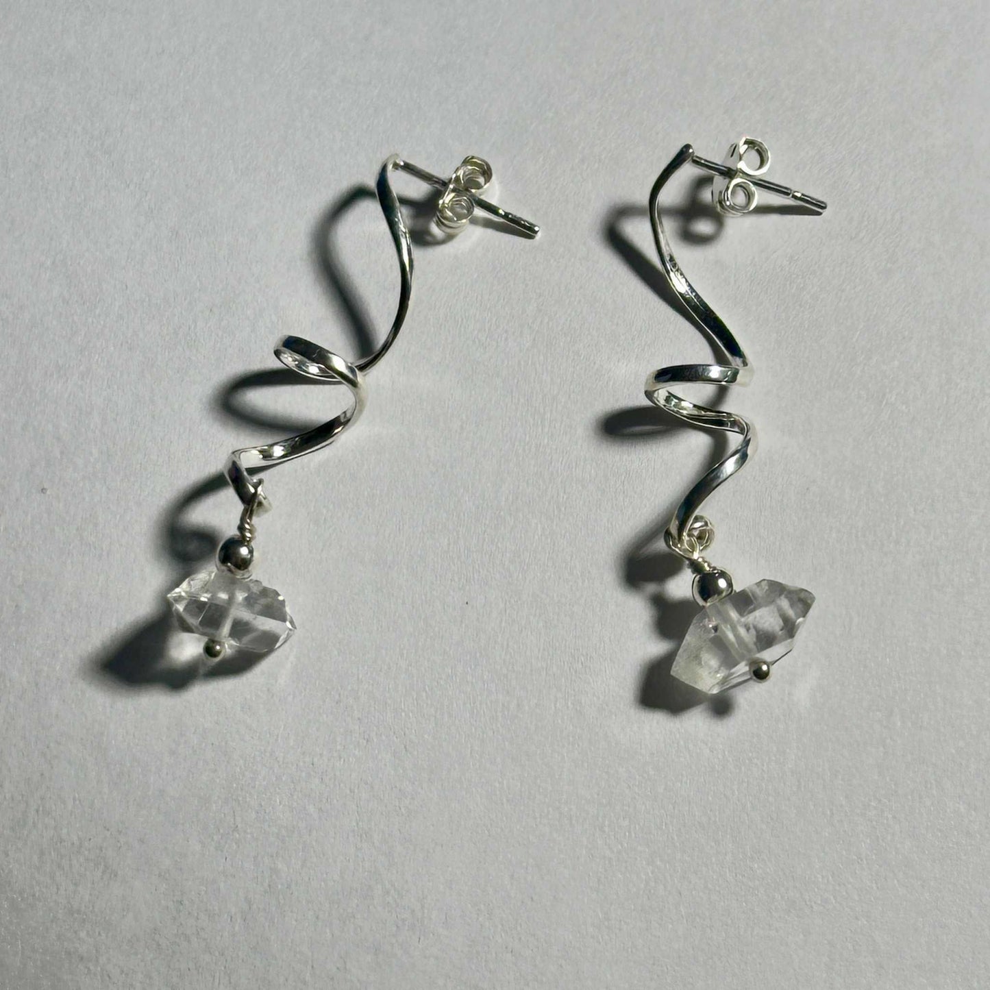 Herkimer Spiral Dangle Bertoni Earrings - Sterling Silver