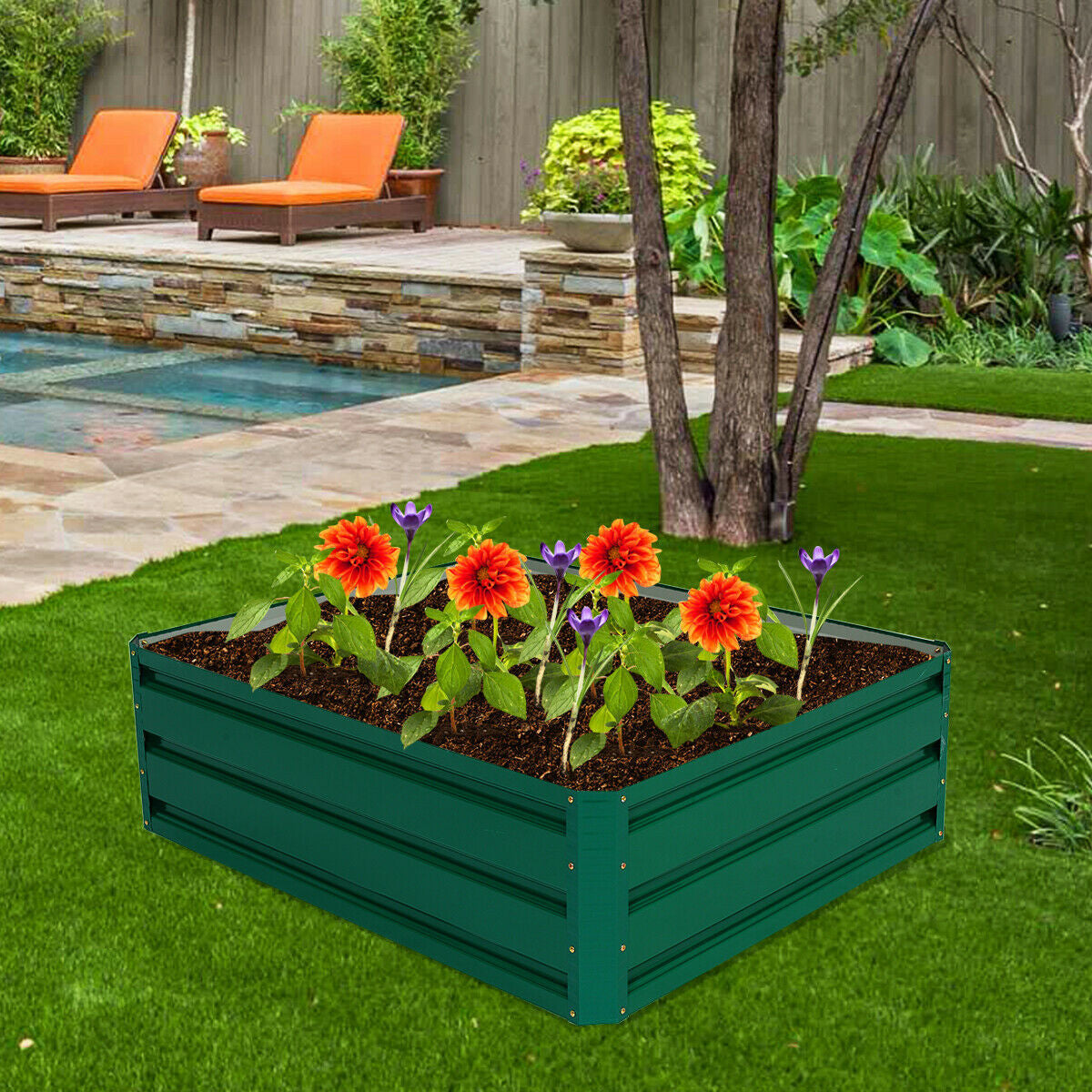 47.5 Inch Patio Raised Garden Bed Vegetable Flower Planter