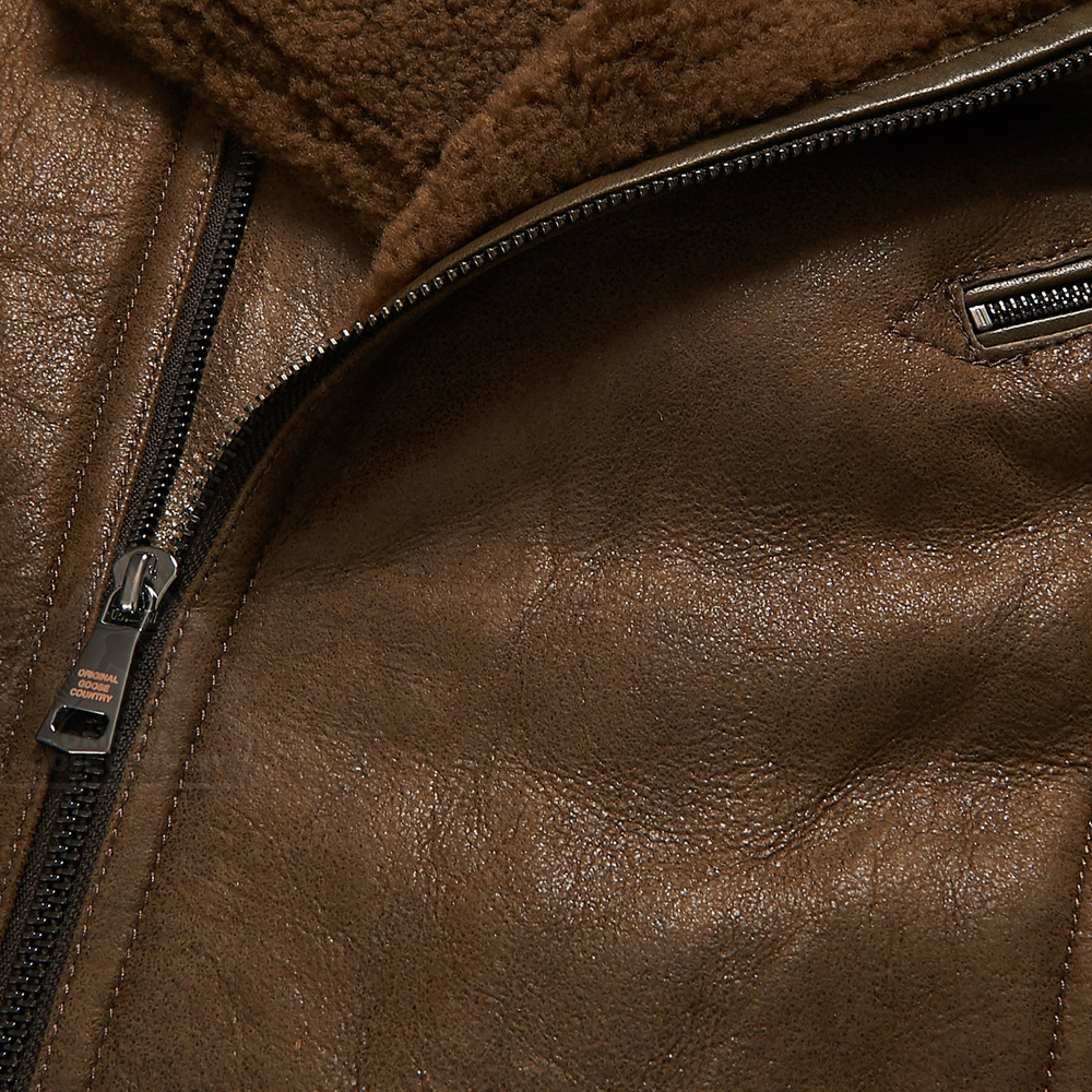 Men’s B3 Real Brown Sheepskin Shearling Aviator Leather Bomber Flying Jacket