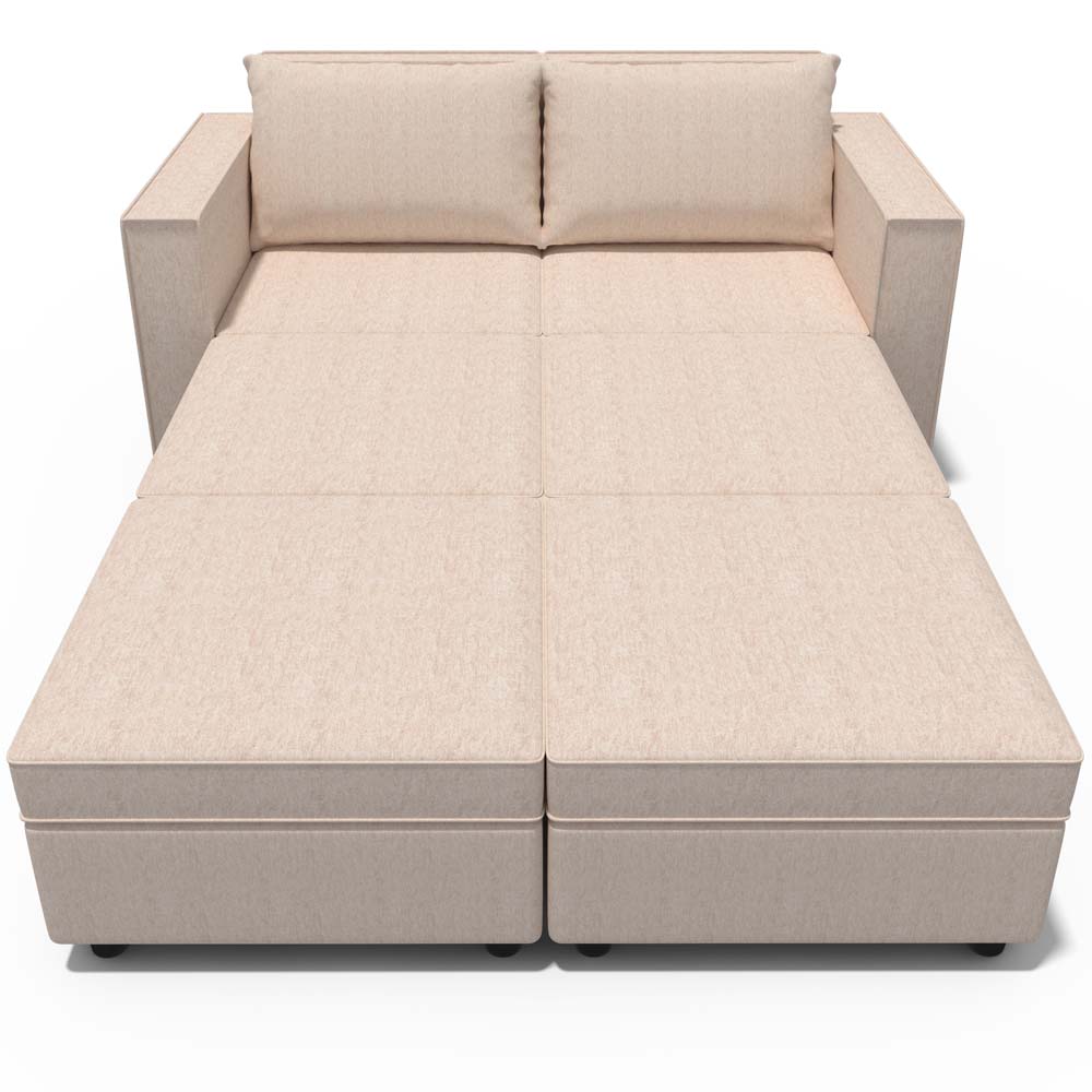 Ainfox 6-Seat Modular Sectional Sofa Sleeper Sofa Flannel Sofa with Storage Seat Beige