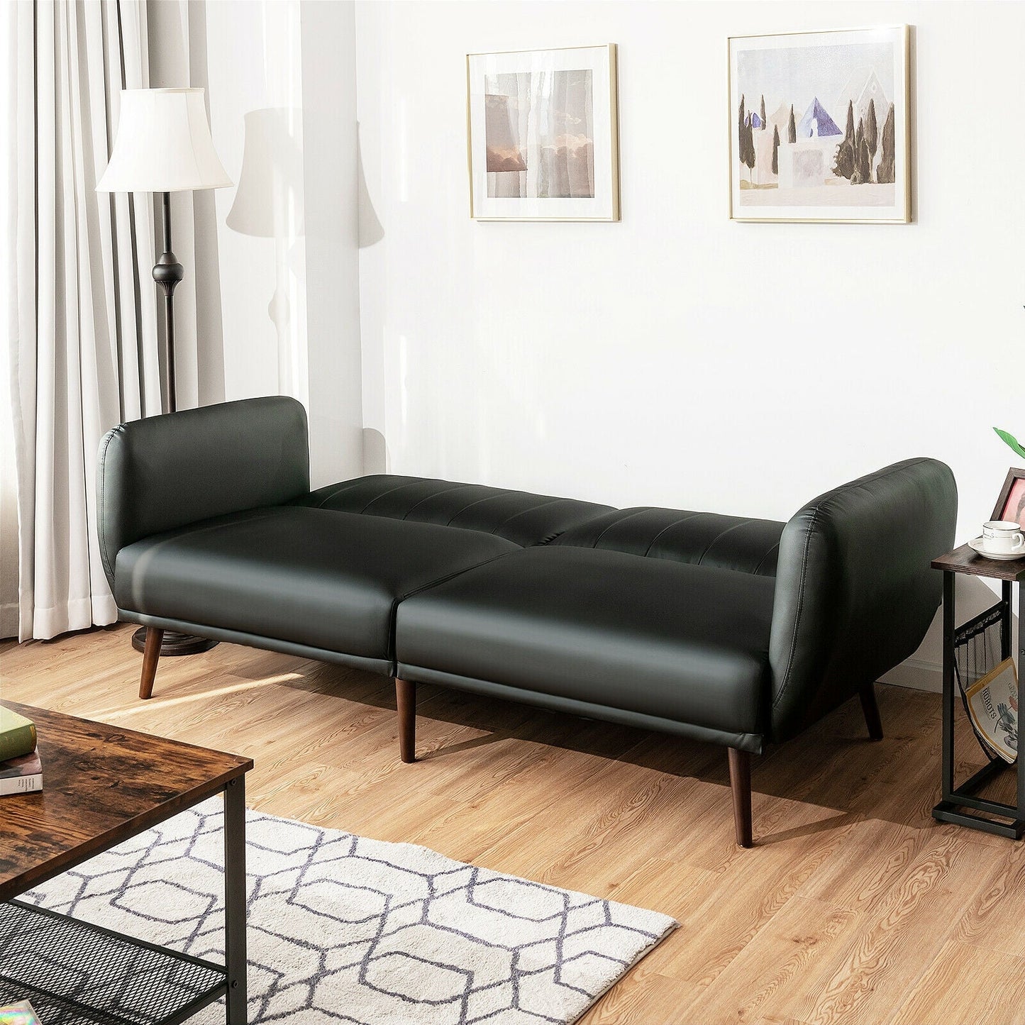 3 Seat Convertible Sofa Bed with Adjustable Backrest for Living Room