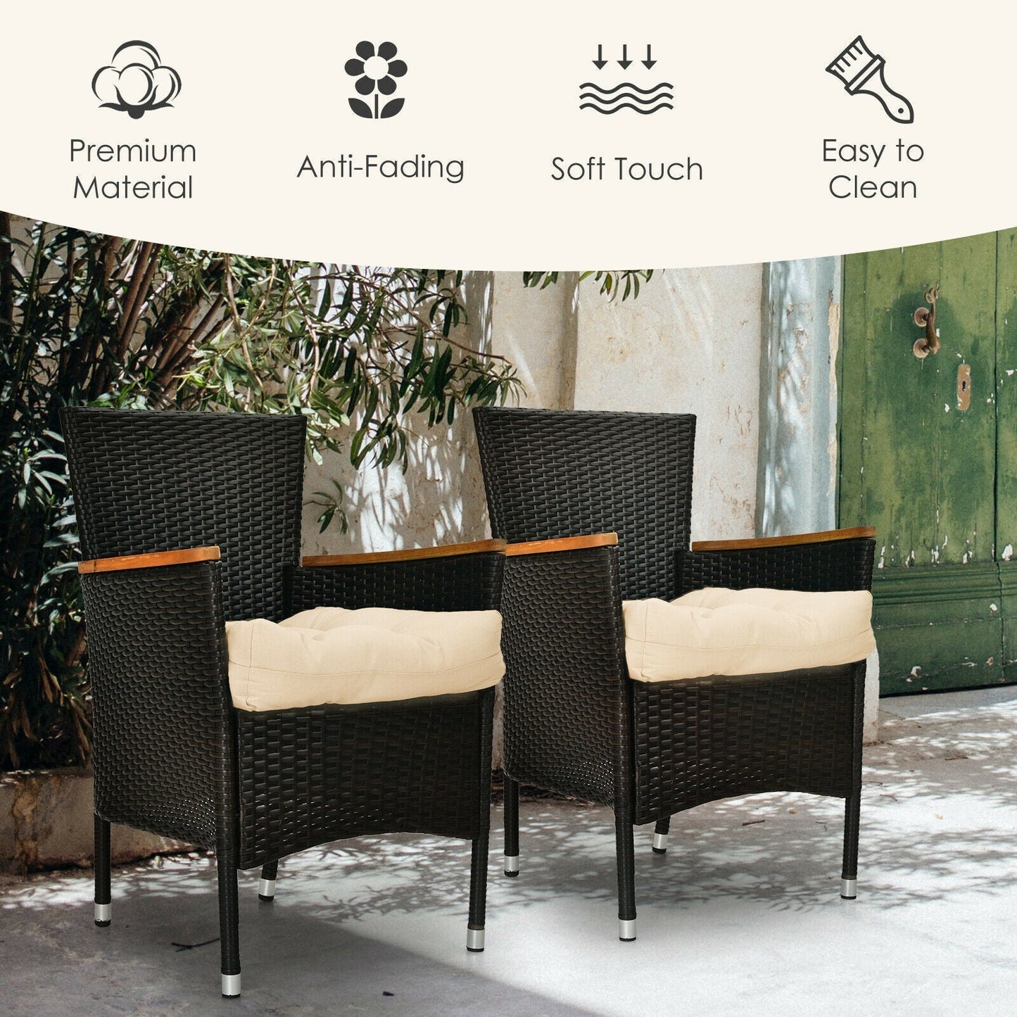 21 Inch x 21 Inch Patio Chair Seat Cushion Pads for Indoor and Outdoor