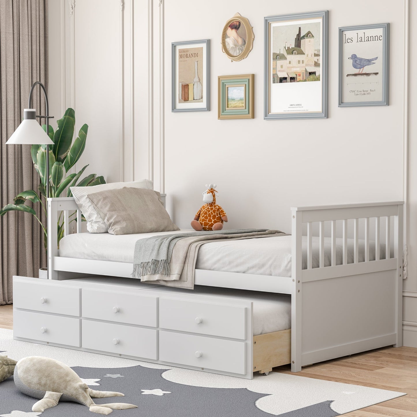 Twin Captain’s Bed with Trundle and 3 Storage Drawers