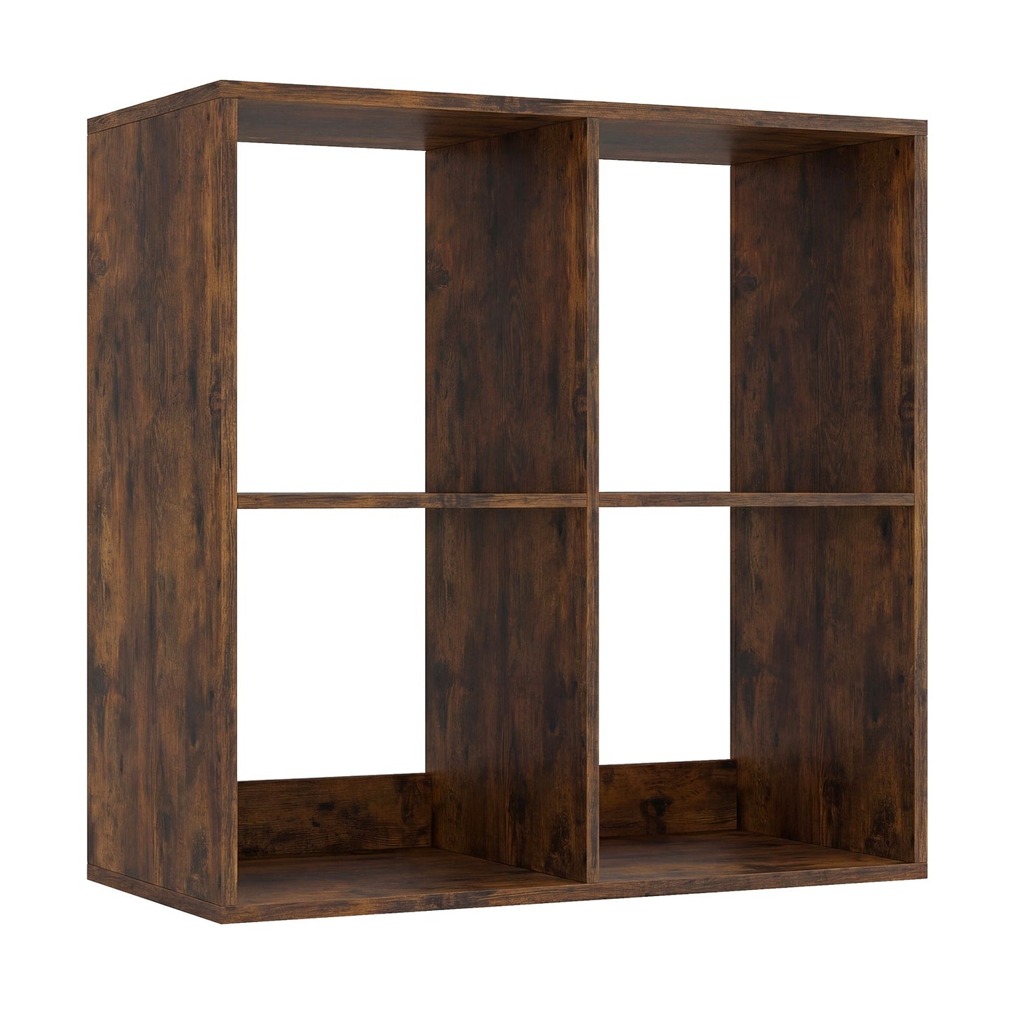 4 Cube Bookshelf with Back Guardrail for Living Room Bedroom