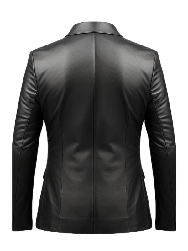 Men Black Leather Blazer