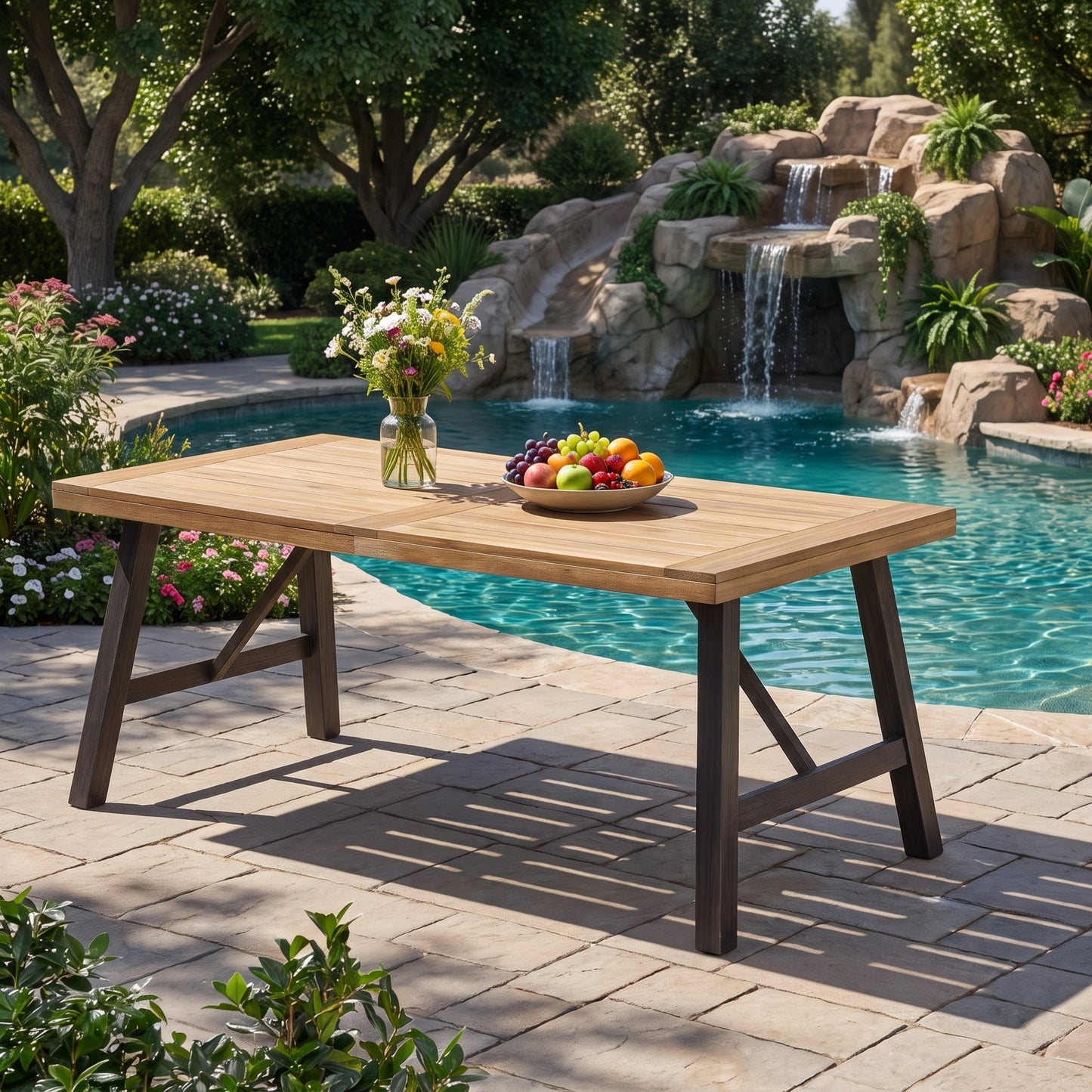 Bettina Dining Table with Slat Panel Design