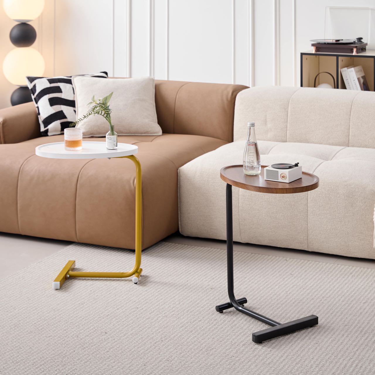Brown C-shaped Side Table